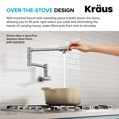 KRAUS Oletto Wall Mount Pot Filler in Matte Black - KPF-5001MB