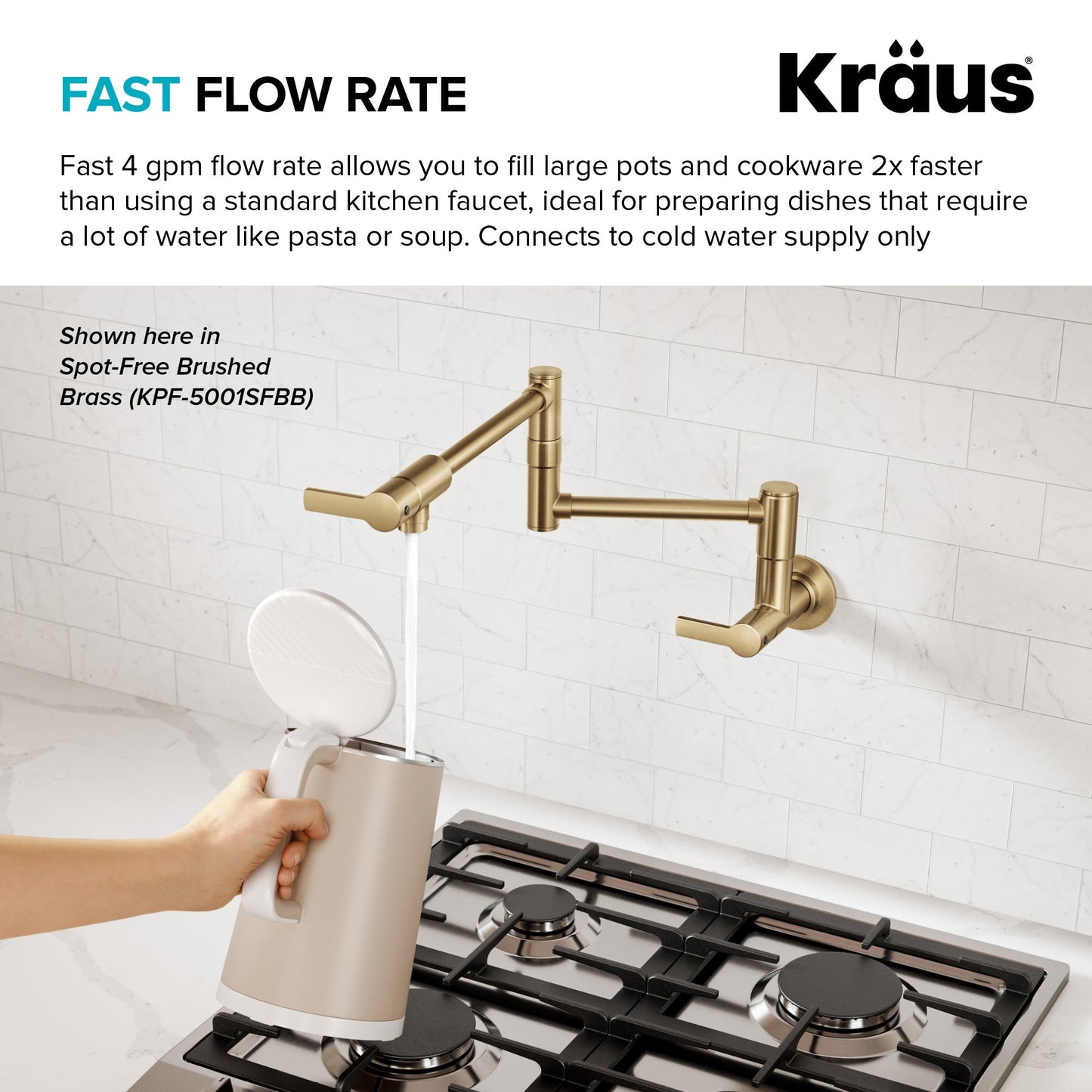 KRAUS Oletto Wall Mount Pot Filler in Matte Black - KPF-5001MB