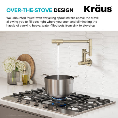 KRAUS Bolden Wall Mount Pot Filler in Antique Champagne Bronze - KPF-5003SFACB