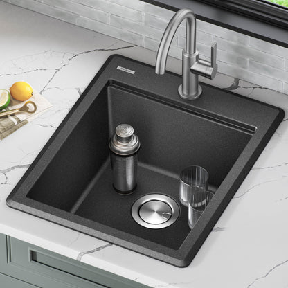 KRAUS 18” Drop-In Granite Composite Workstation Kitchen Bar Sink in Metallic Black - KGTW12-18MBL