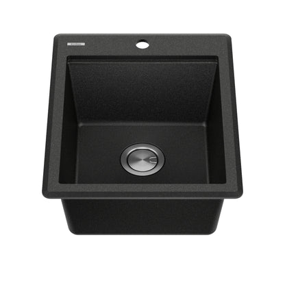 KRAUS 18” Drop-In Granite Composite Workstation Kitchen Bar Sink in Metallic Black - KGTW12-18MBL