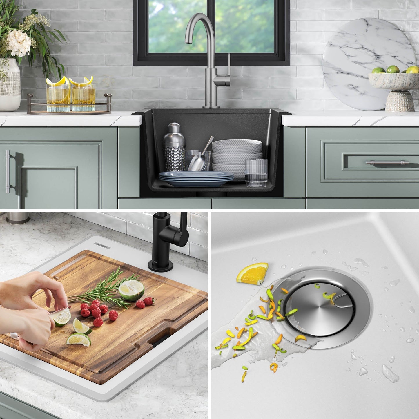 KRAUS 18” Drop-In Granite Composite Workstation Kitchen Bar Sink in White - KGTW12-18WH