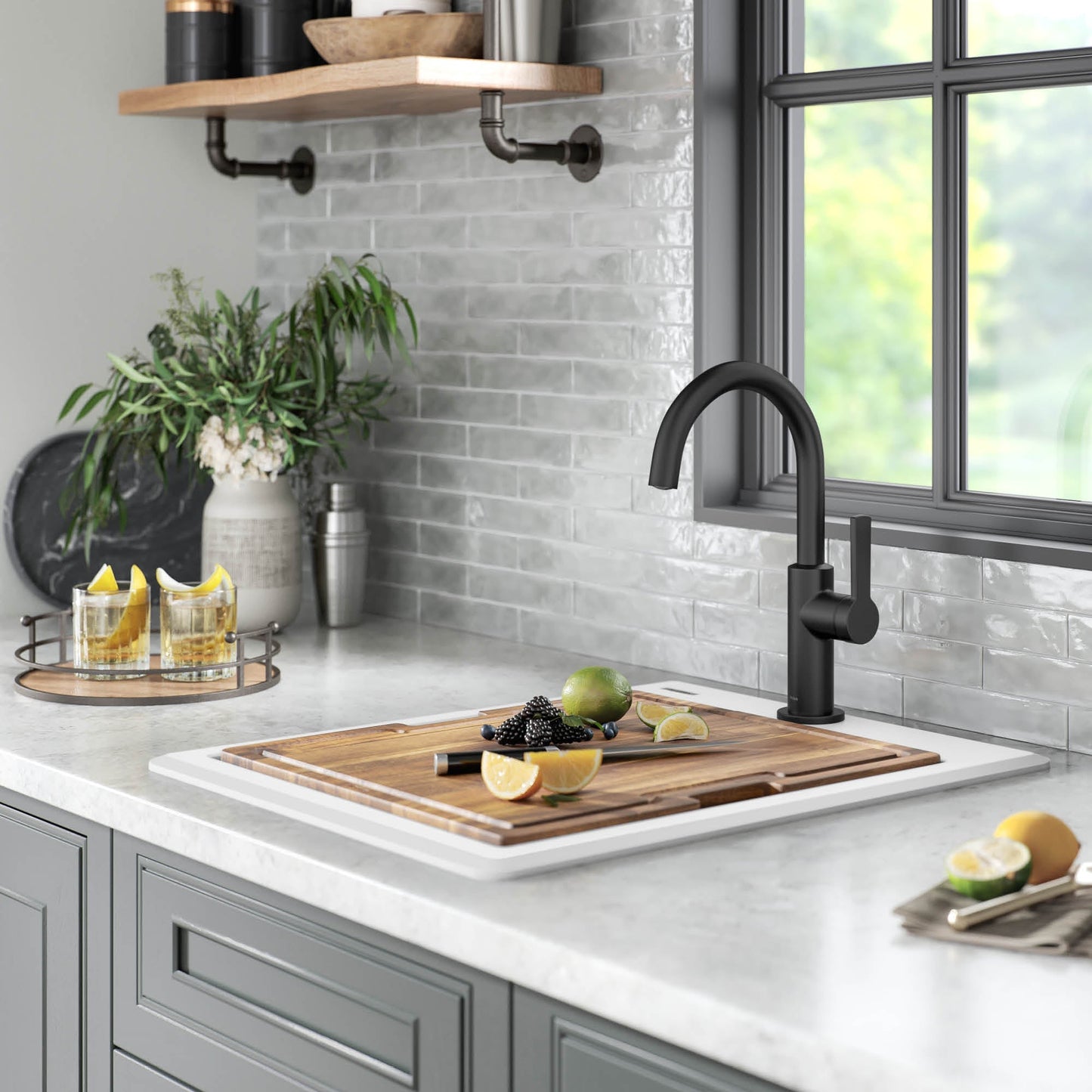 KRAUS 18” Drop-In Granite Composite Workstation Kitchen Bar Sink in White - KGTW12-18WH