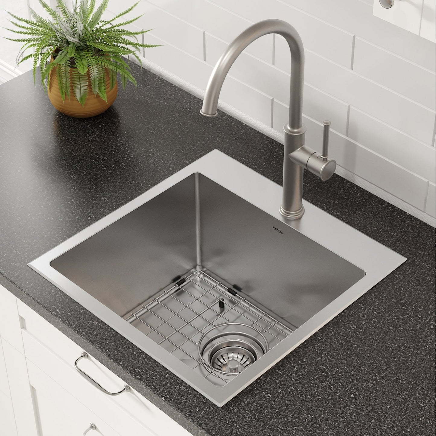 KRAUS 18" x 18" Drop-In 16 Gauge Single Bowl Stainless Steel Bar Sink - KHT301-18