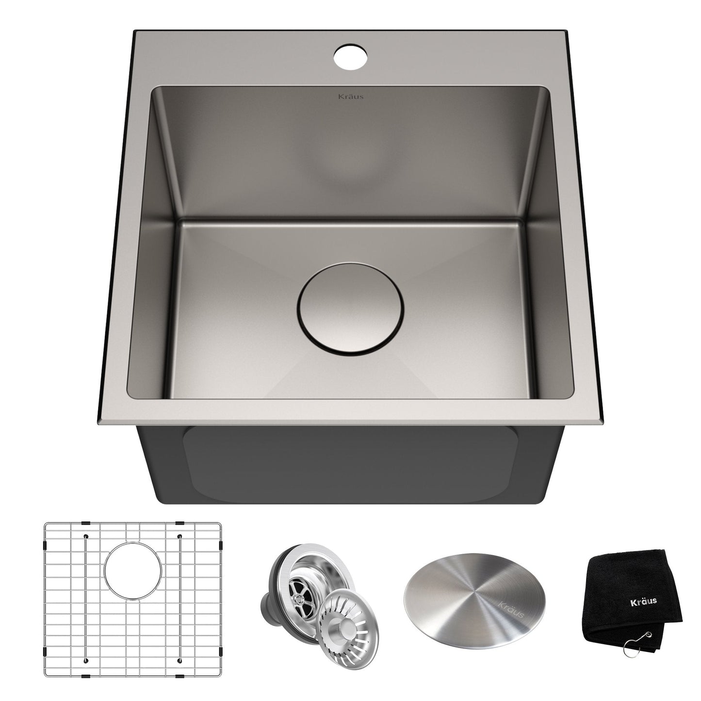 KRAUS 18" x 18" Drop-In 16 Gauge Single Bowl Stainless Steel Bar Sink - KHT301-18
