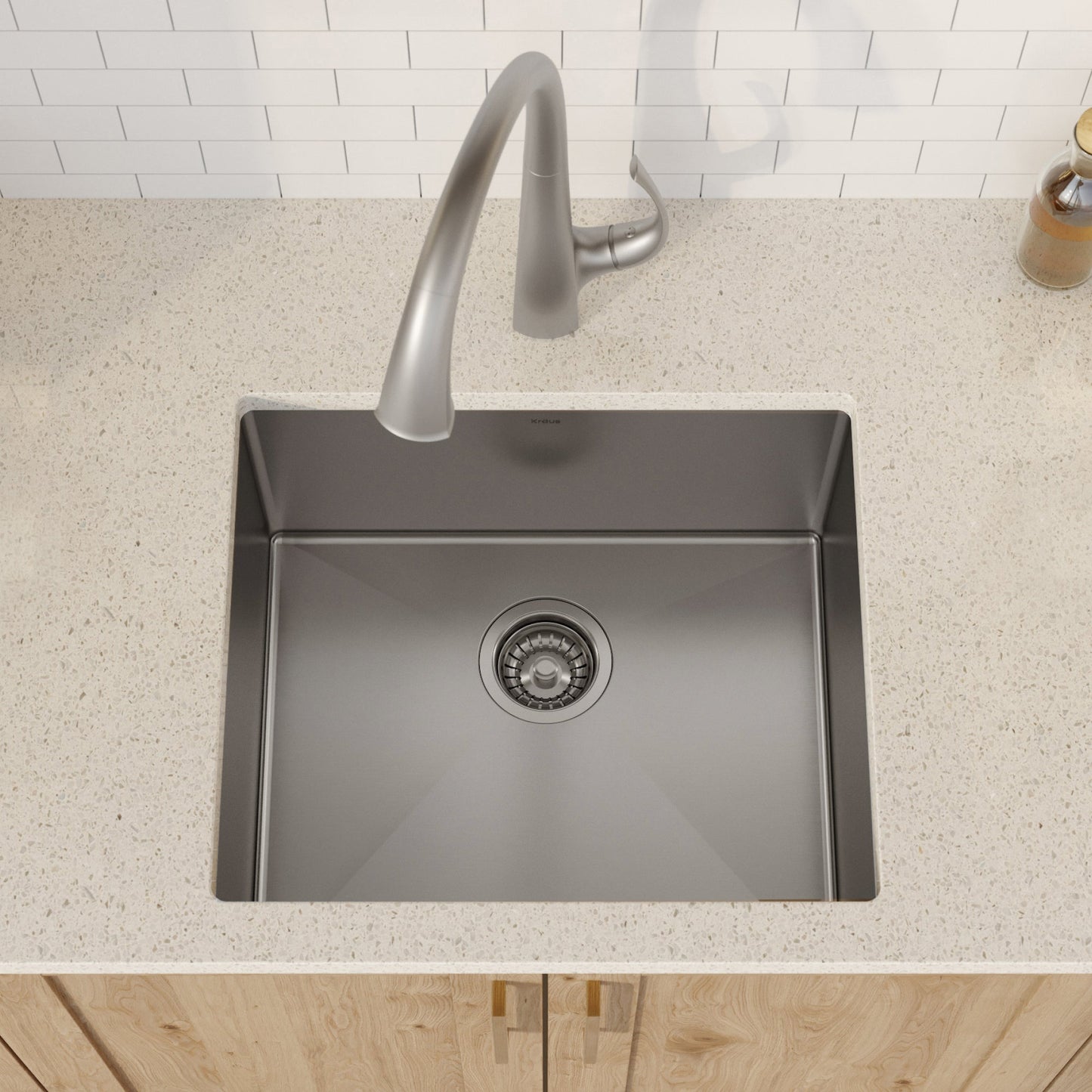 KRAUS 21" 16 Gauge Undermount Single Bowl Stainless Steel Kitchen Sink - KHU101-21