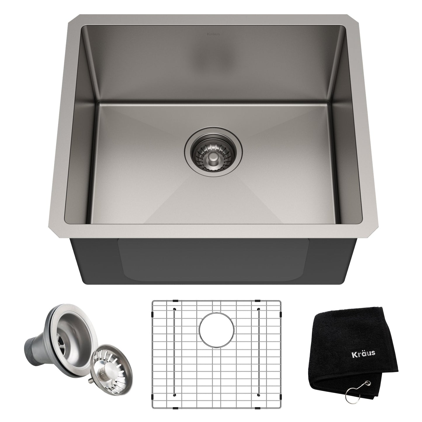 KRAUS 21" 16 Gauge Undermount Single Bowl Stainless Steel Kitchen Sink - KHU101-21
