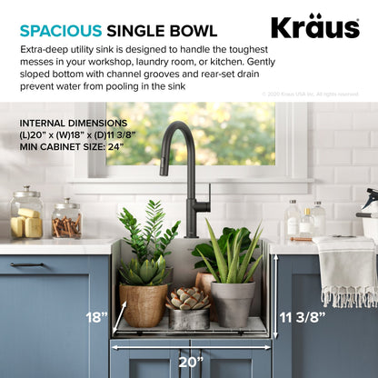 KRAUS 22" Drop-in 16 Gauge Stainless Steel Laundry Utility Sink - KHT301-22L