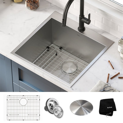 KRAUS 22" Drop-in 16 Gauge Stainless Steel Laundry Utility Sink - KHT301-22L