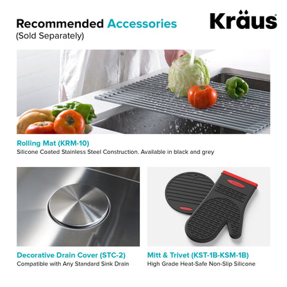KRAUS 23" Stainless Steel Kitchen Sink and Kitchen Faucet - KHU101-23-1610-53CH