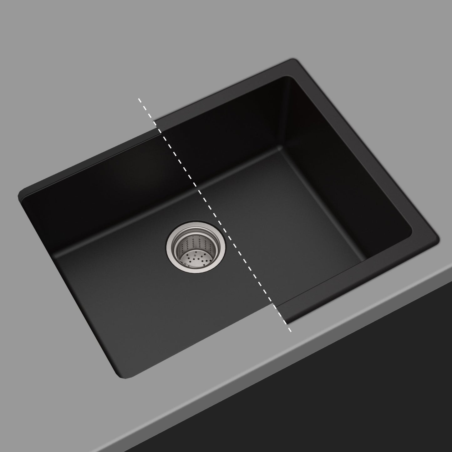 KRAUS 24" Dual Mount Single Bowl Granite Kitchen Sink with Topmount and Undermount Installation in Black Onyx - KGD-410B