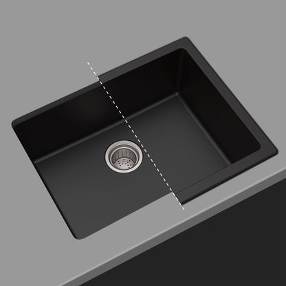 KRAUS 24" Dual Mount Single Bowl Granite Kitchen Sink with Topmount and Undermount Installation in Black Onyx - KGD-410B