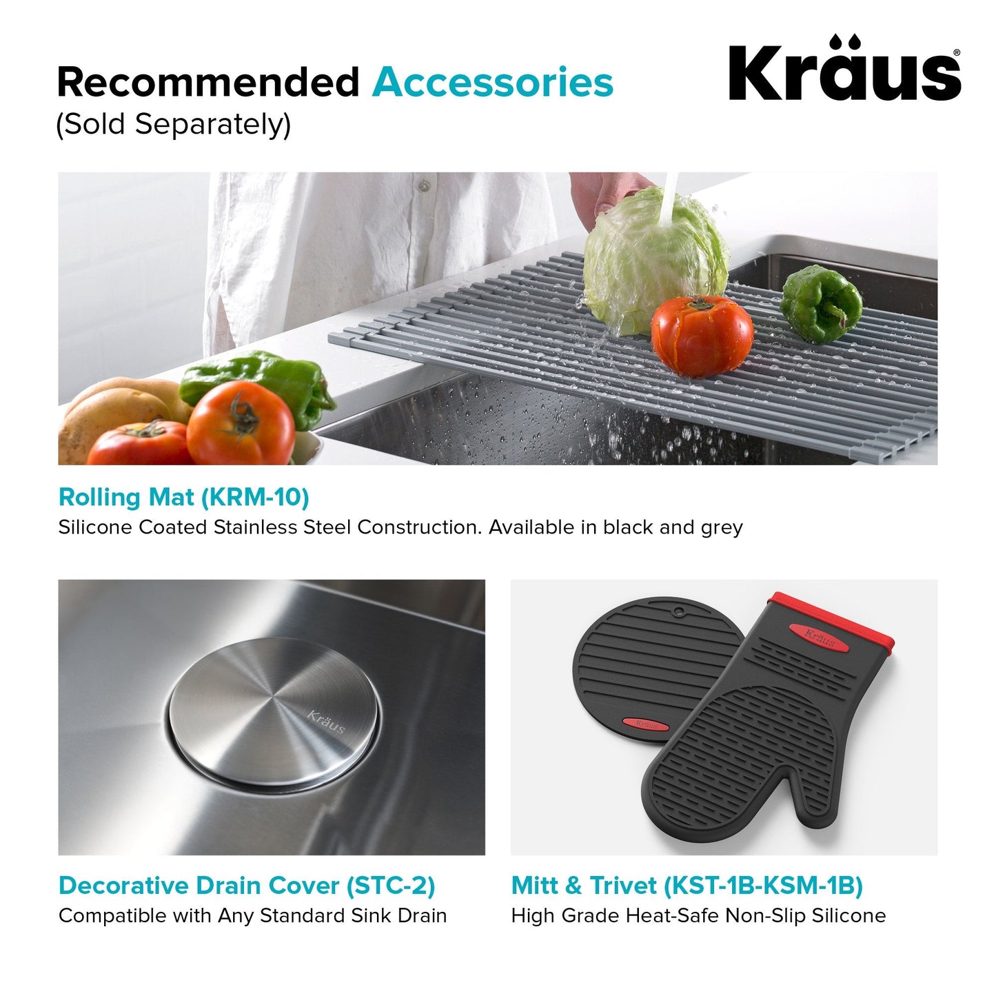 KRAUS 24" Stainless Steel Utility Sink and Kitchen Faucet - KHU24L-1610-53CH