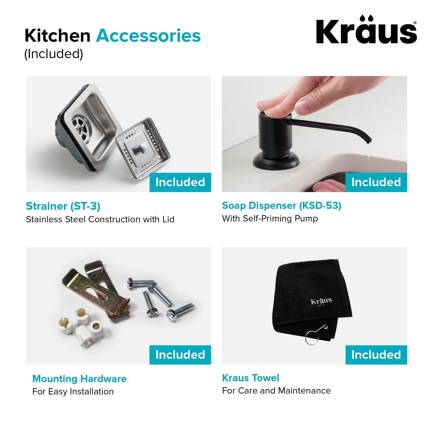 KRAUS 24" Stainless Steel Utility Sink and Kitchen Faucet - KHU24L-1610-53CH