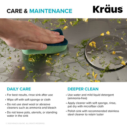 KRAUS 24" Undermount 16 Gauge Stainless Steel Laundry Utility Sink - KHU101-24L