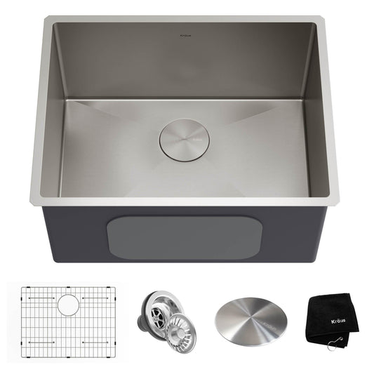 KRAUS 24" Undermount 16 Gauge Stainless Steel Laundry Utility Sink - KHU101-24L