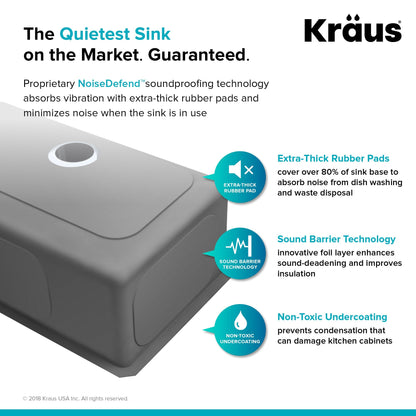 KRAUS 25" 16 Gauge Undermount Single Bowl Stainless Steel Kitchen Sink with Off Center Drain