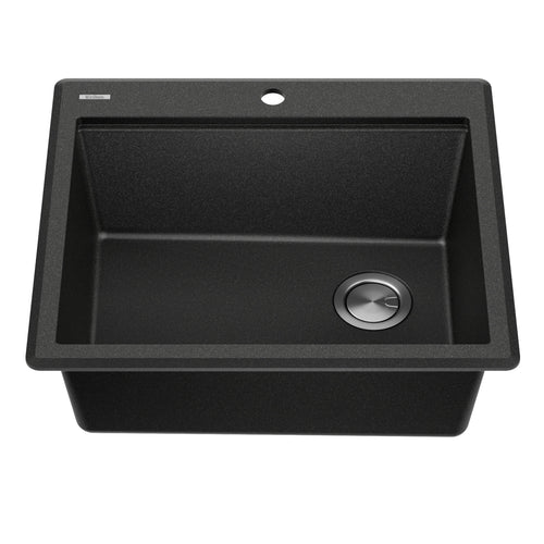 KRAUS 25” Drop-In Granite Composite Workstation Kitchen Sink in Metallic Black - KGTW12-25MBL
