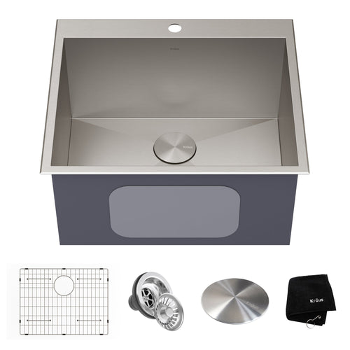 KRAUS 25" Drop-in 16 Gauge Stainless Steel Laundry Utility Sink - KHT301-25L