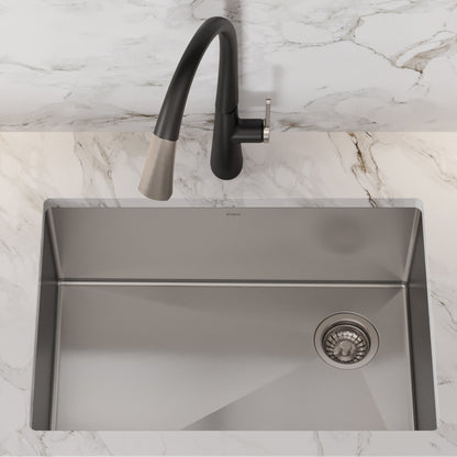 KRAUS 27" 16 Gauge Undermount Single Bowl Stainless Steel Kitchen Sink with Off Center Drain - KHU110-27