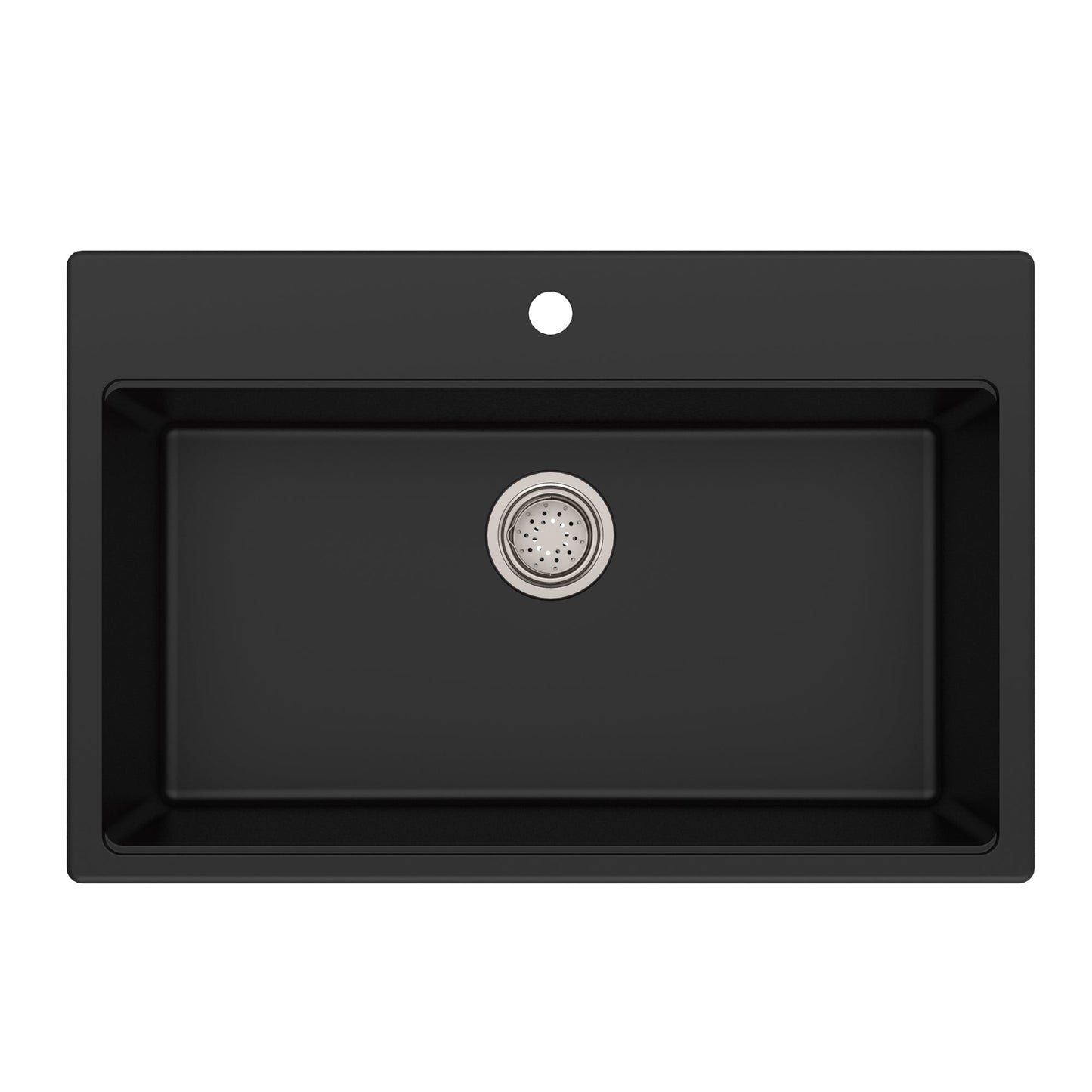 KRAUS 31" Dual Mount Single Bowl Granite Kitchen Sink with Topmount and Undermount Installation in Black Onyx - KGD-412B