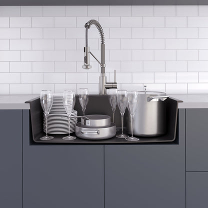 KRAUS 31" Dual Mount Single Bowl Granite Kitchen Sink with Topmount and Undermount Installation in Black Onyx - KGD-412B