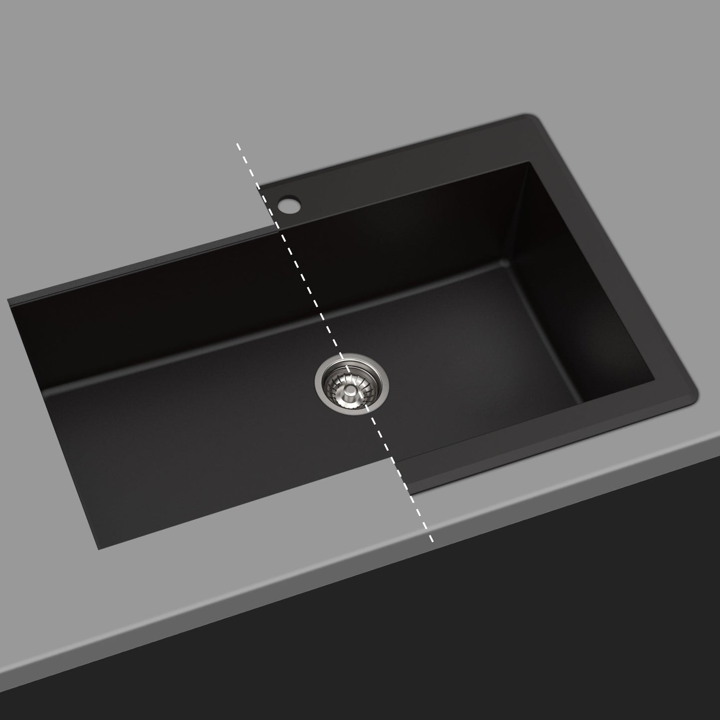 KRAUS 31" Dual Mount Single Bowl Granite Kitchen Sink with Topmount and Undermount Installation in Black Onyx - KGD-412B