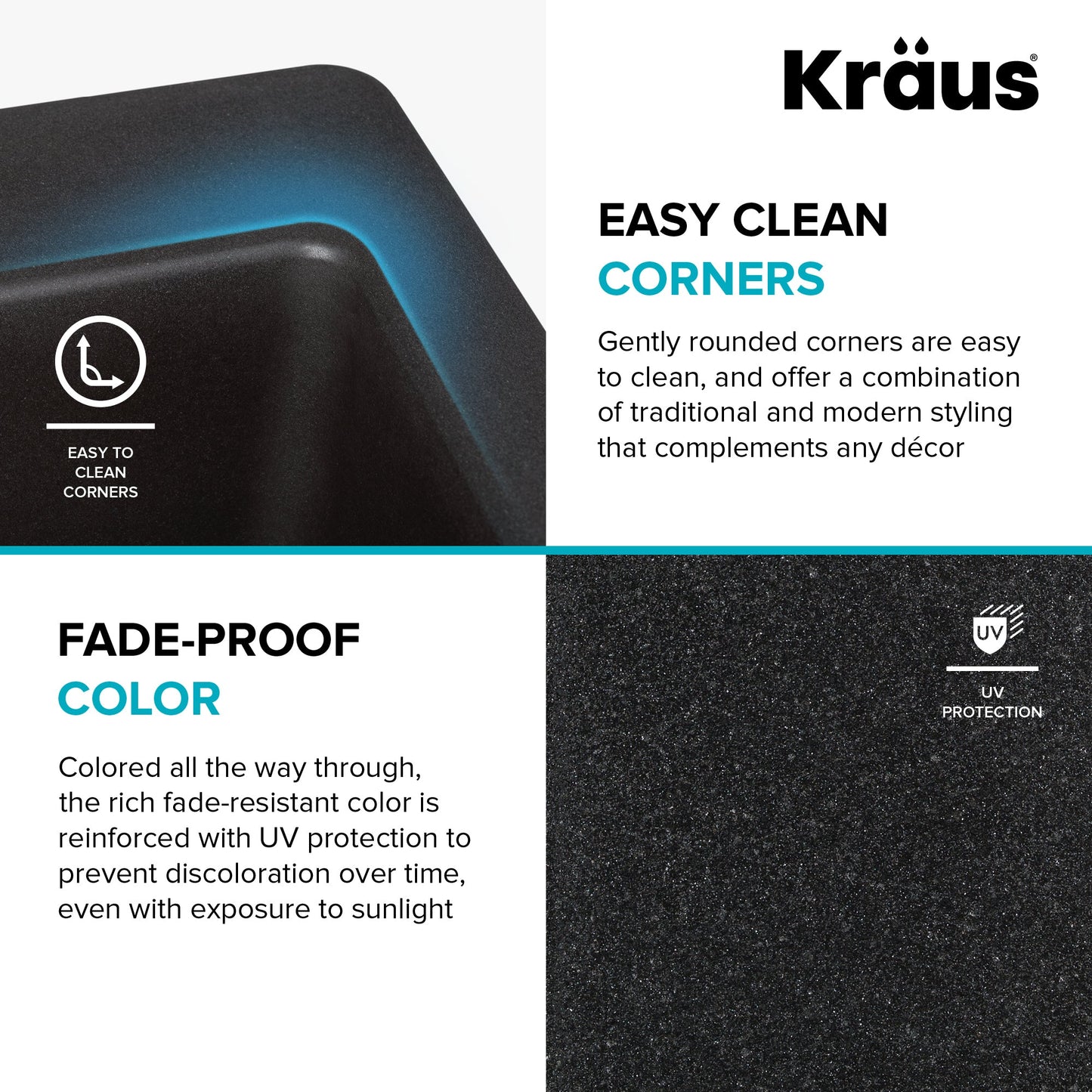 KRAUS 31" Undermount Single Bowl Black Onyx Granite Kitchen Sink - KGU-413B