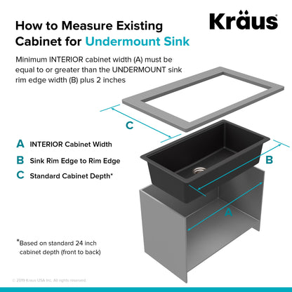 KRAUS 31" Undermount Single Bowl Black Onyx Granite Kitchen Sink - KGU-413B