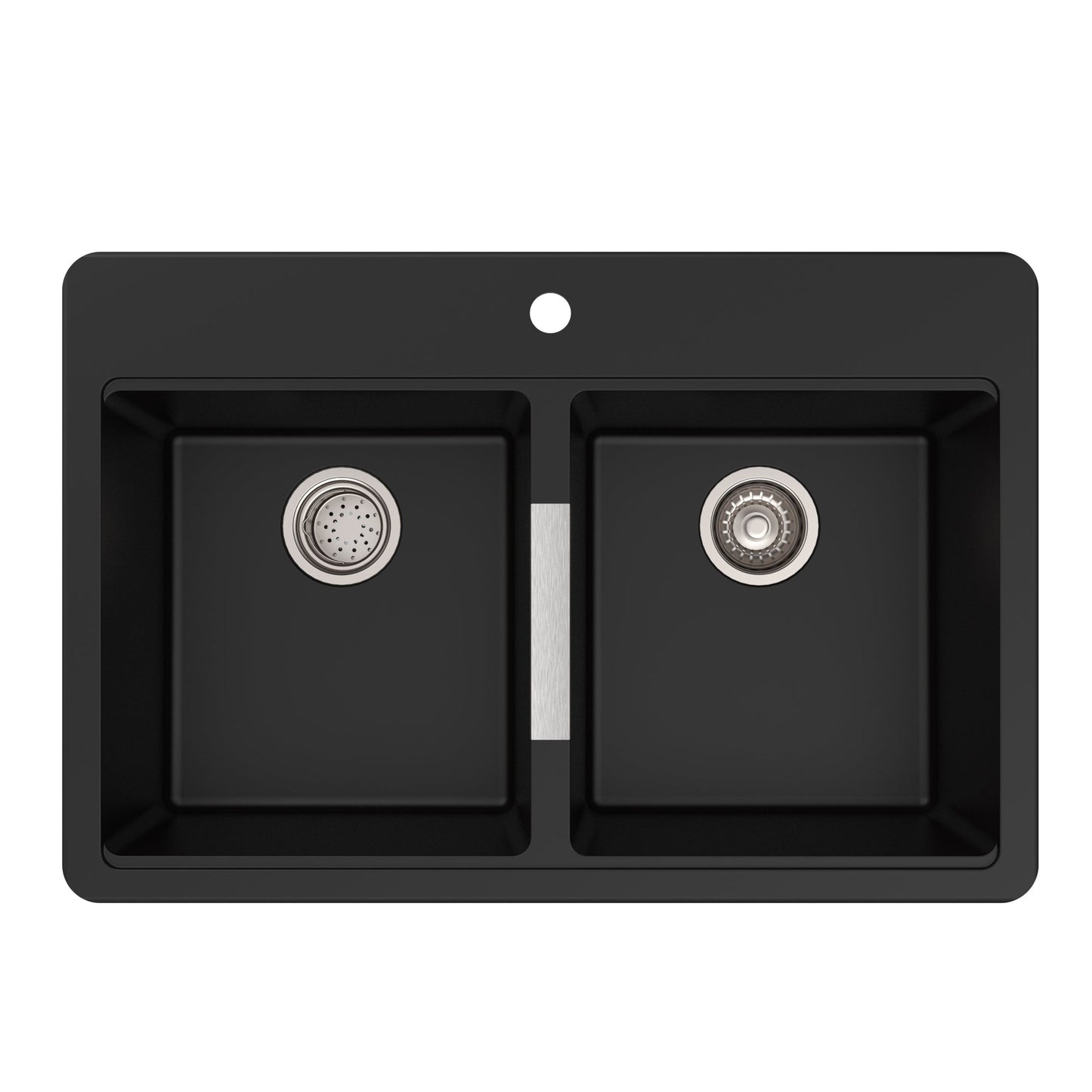 KRAUS 33" Dual Mount 50/50 Double Bowl Black Onyx Granite Kitchen Sink - KGD-433B