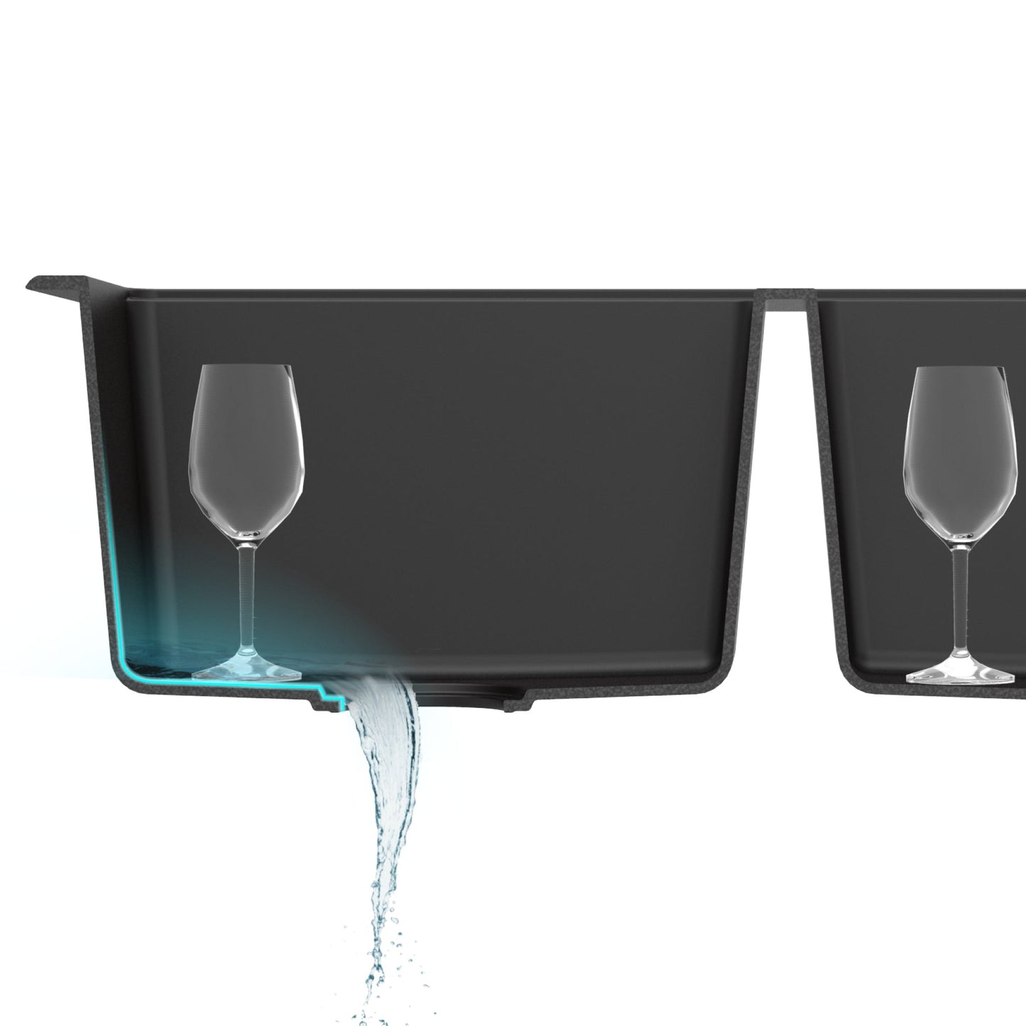 KRAUS 33" Dual Mount 50/50 Double Bowl Black Onyx Granite Kitchen Sink - KGD-433B