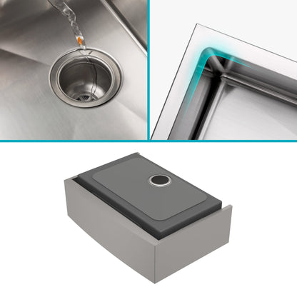 KRAUS 33" Farmhouse Single Bowl Stainless Steel Kitchen Sink with NoiseDefend Soundproofing - KHF200-33