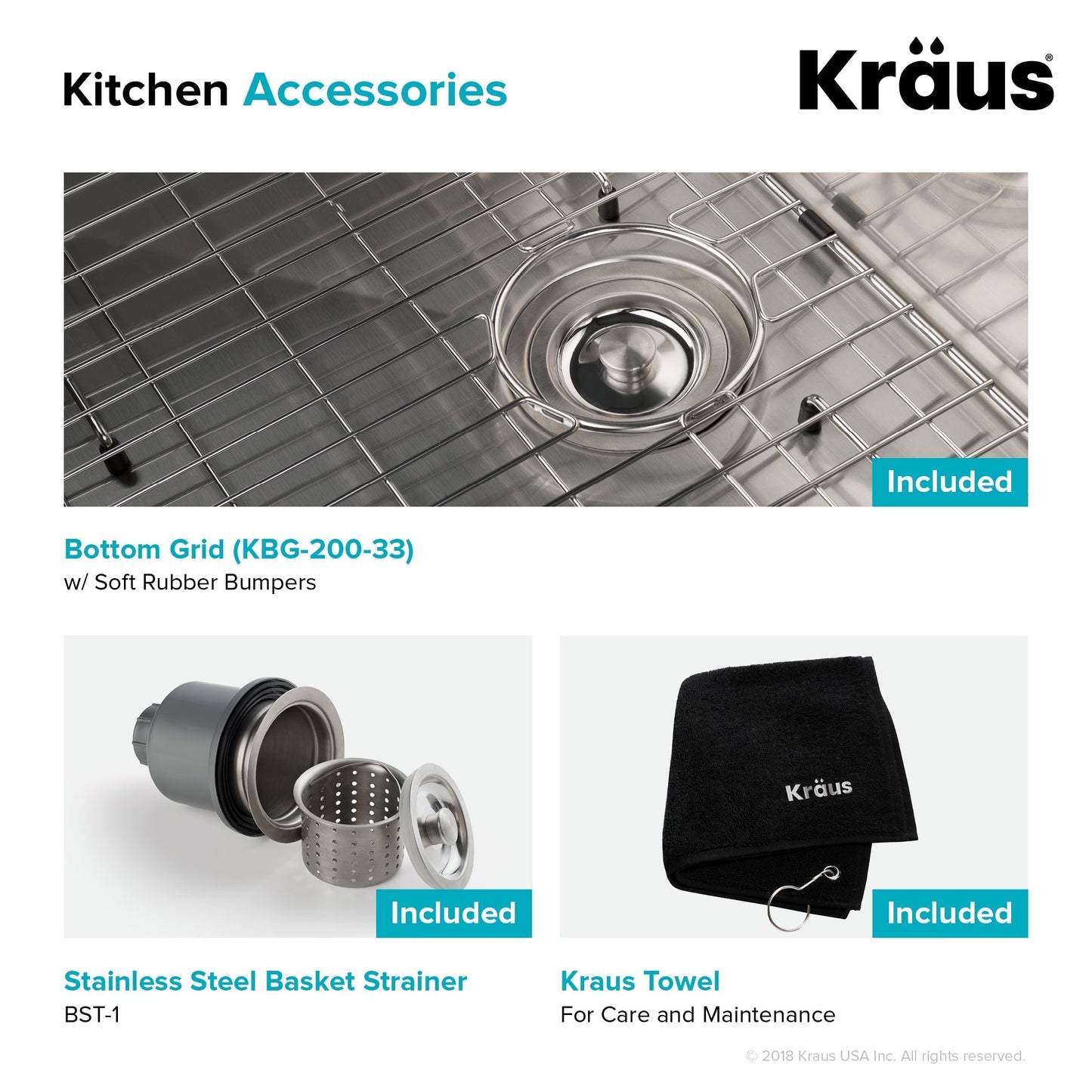 KRAUS 33" Farmhouse Single Bowl Stainless Steel Kitchen Sink with NoiseDefend Soundproofing - KHF200-33