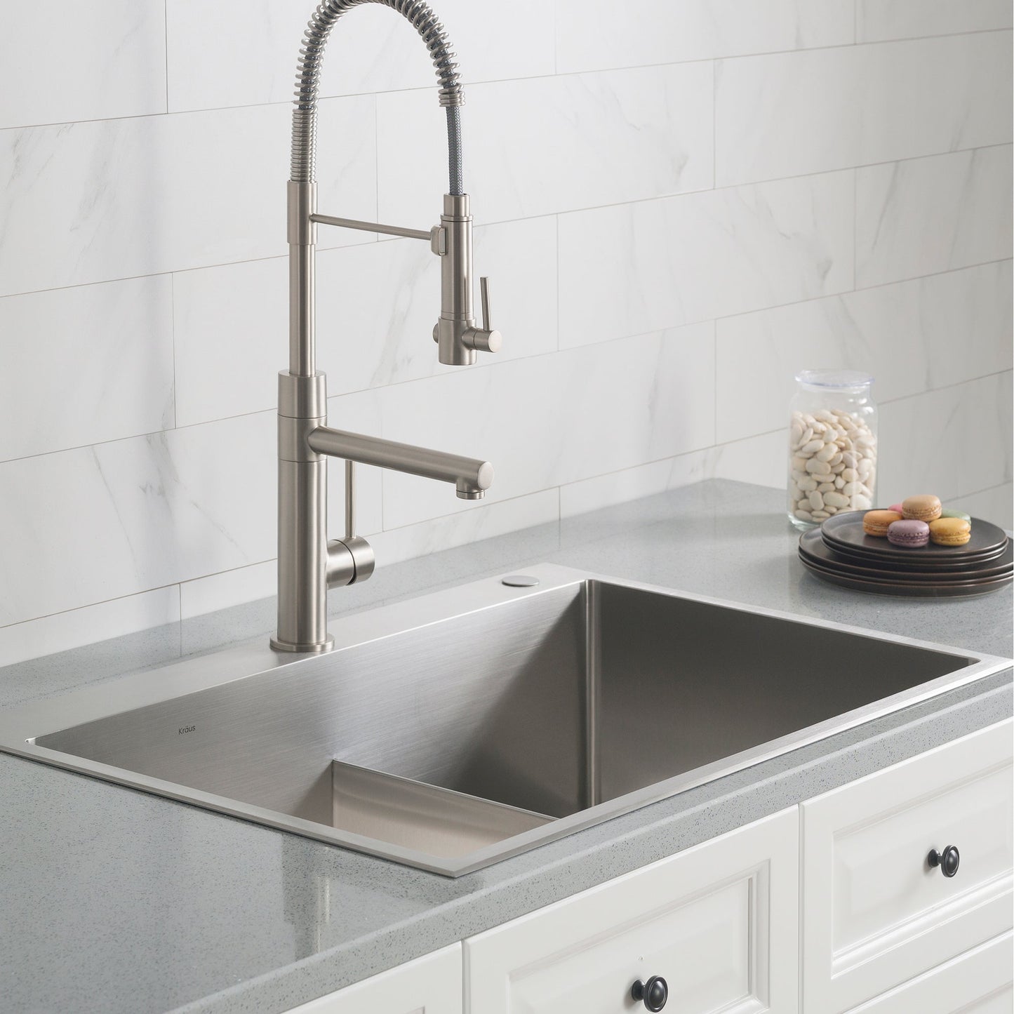 KRAUS 33 x 22 inch Standart PRO Drop-In 16 Gauge Double Bowl 2-Hole Stainless Steel Kitch - KHT302-33en Sink