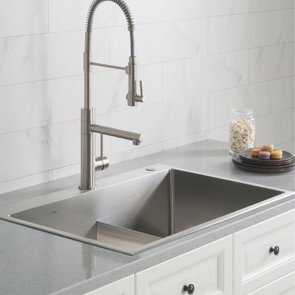KRAUS 33 x 22 inch Standart PRO Drop-In 16 Gauge Double Bowl 2-Hole Stainless Steel Kitch - KHT302-33en Sink