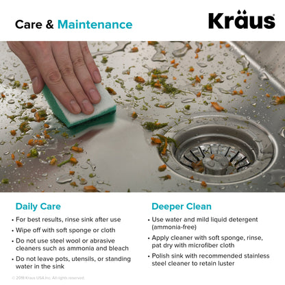 KRAUS 33 x 22 inch Standart PRO Drop-In 16 Gauge Double Bowl 2-Hole Stainless Steel Kitch - KHT302-33en Sink
