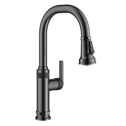 KRAUS Allyn Black Stainless Nut & Bolt Diamond Cut Kitchen Faucet - KPF-4102SFSB