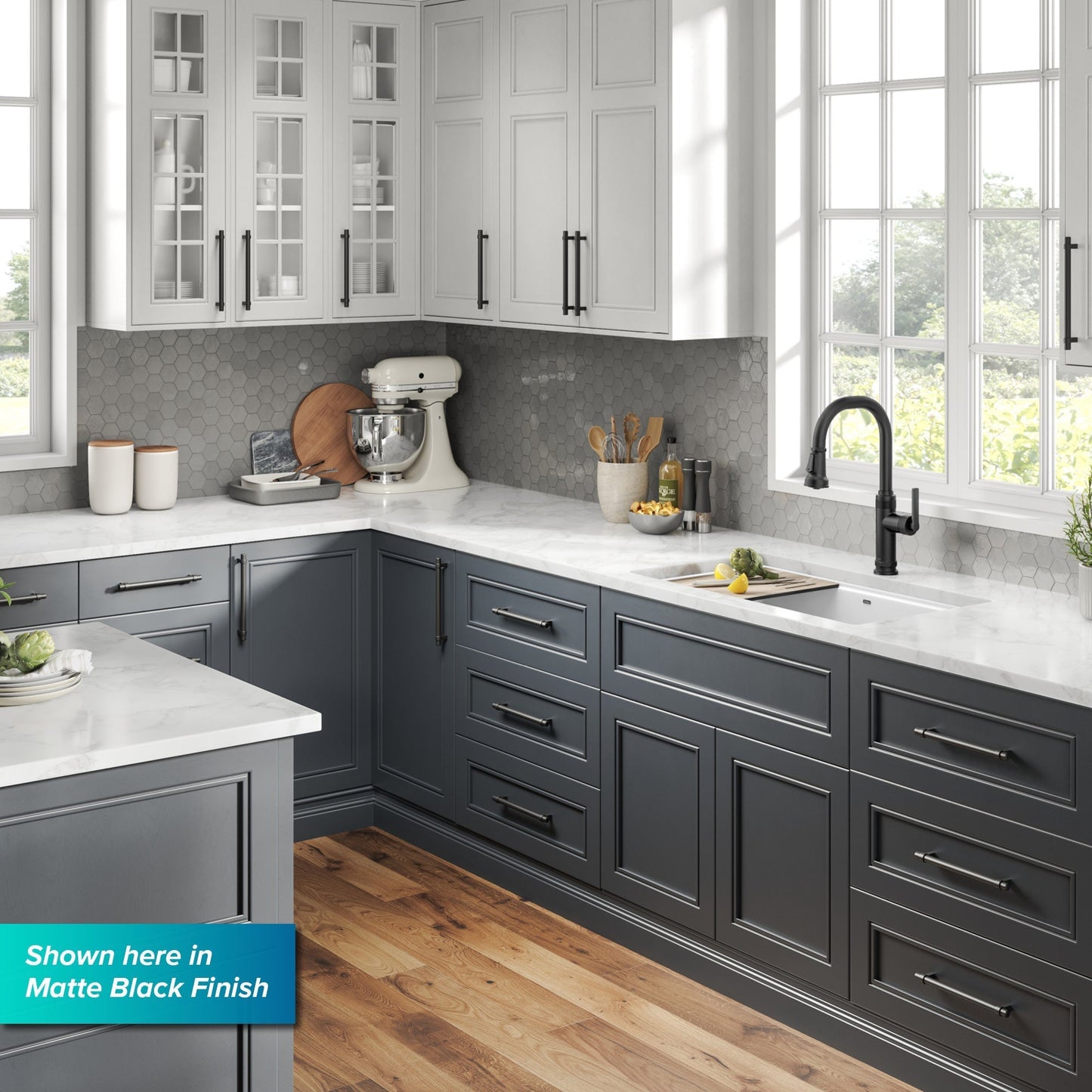KRAUS Allyn Black Stainless Nut & Bolt Diamond Cut Kitchen Faucet - KPF-4102SFSB
