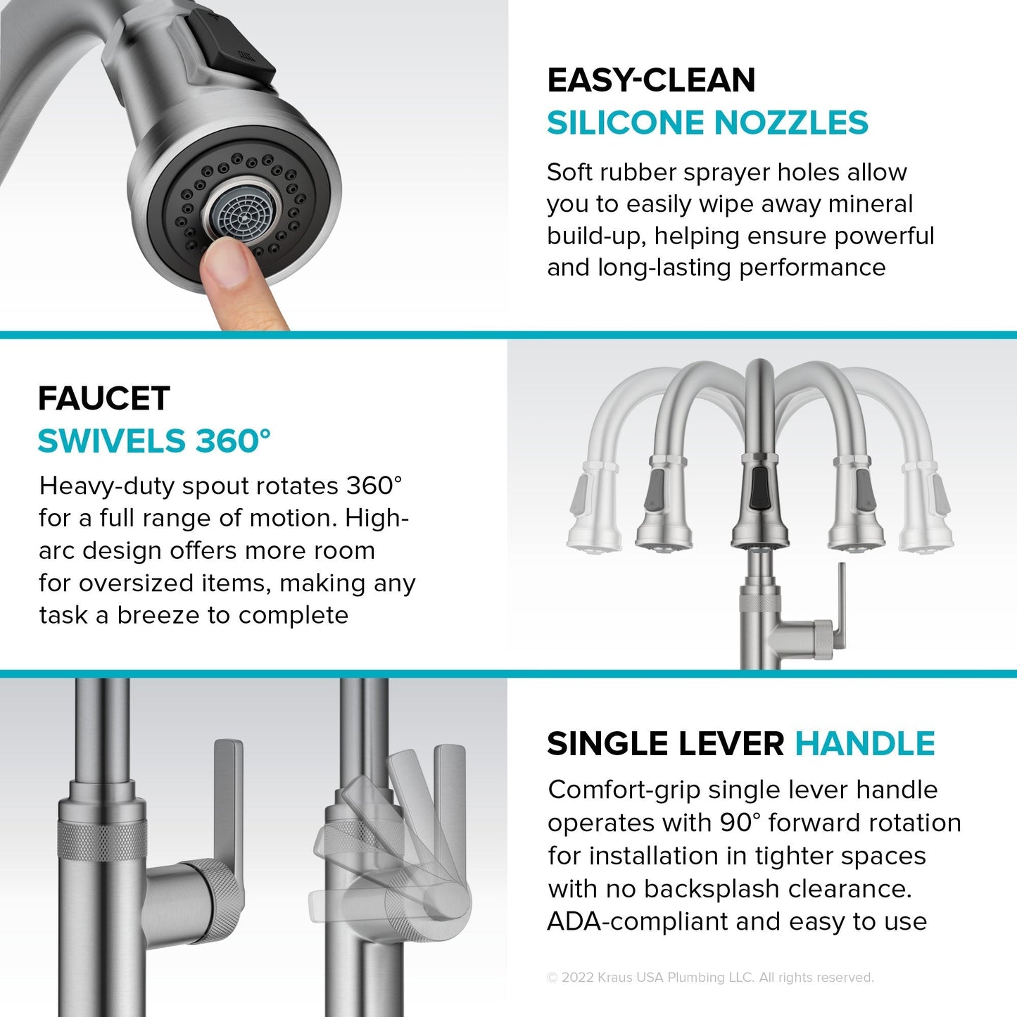 KRAUS Allyn Black Stainless Nut & Bolt Diamond Cut Kitchen Faucet - KPF-4102SFSB