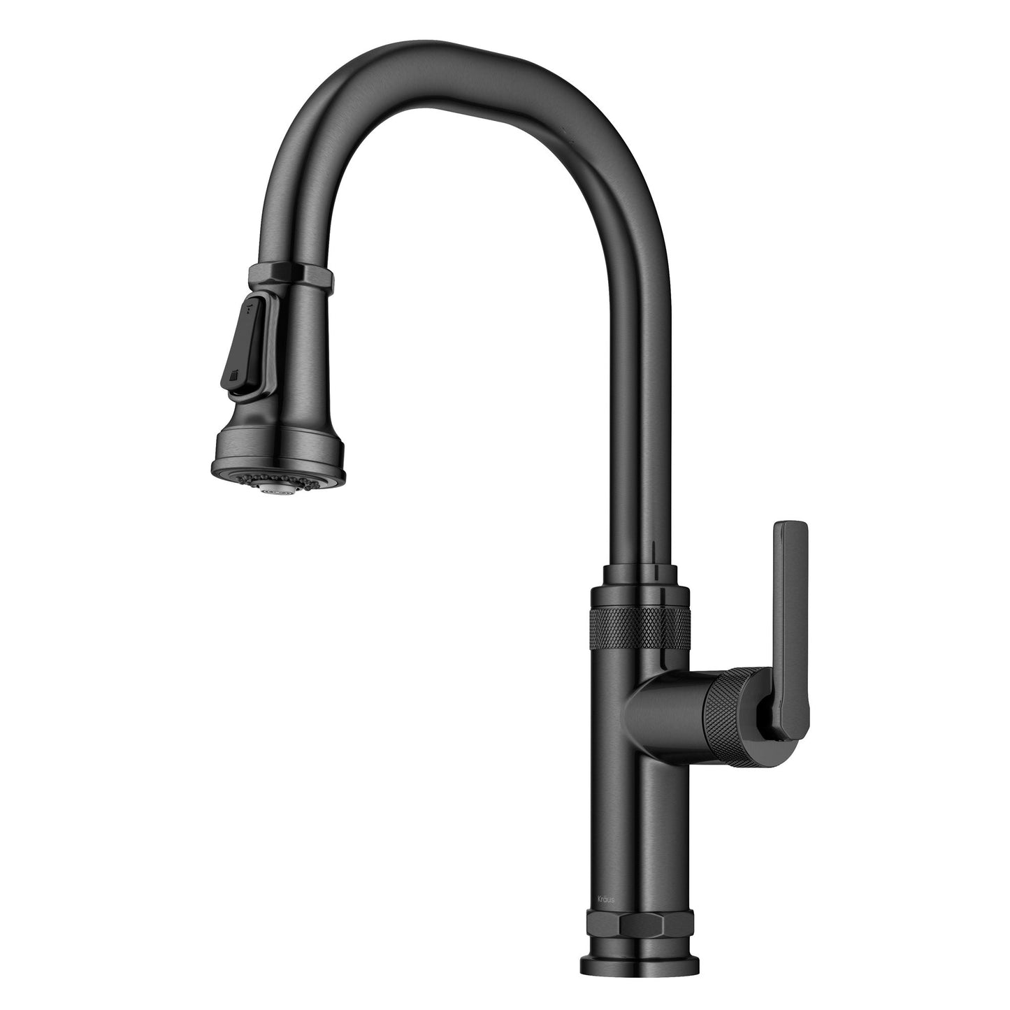 KRAUS Allyn Black Stainless Nut & Bolt Diamond Cut Kitchen Faucet - KPF-4102SFSB