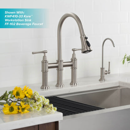 KRAUS Allyn Bridge Faucet with Pull-Down Sprayhead in Spot Free Stainless Steel