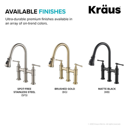 KRAUS Allyn Bridge Faucet with Pull-Down Sprayhead in Spot Free Stainless Steel