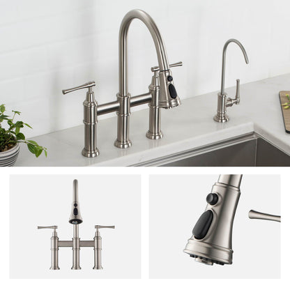 KRAUS Allyn Bridge Faucet with Pull-Down Sprayhead in Spot Free Stainless Steel