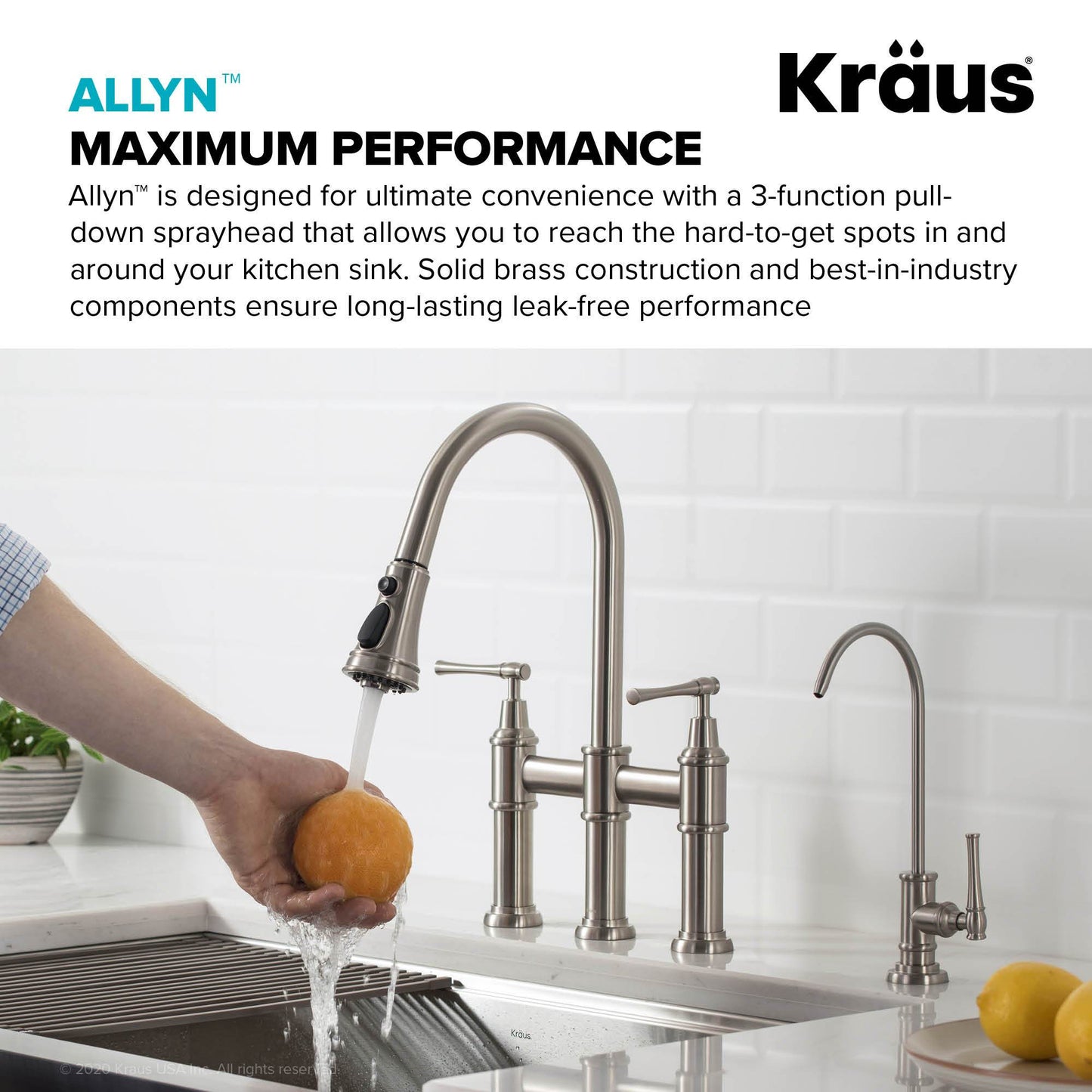 KRAUS Allyn Bridge Faucet with Pull-Down Sprayhead in Spot Free Stainless Steel