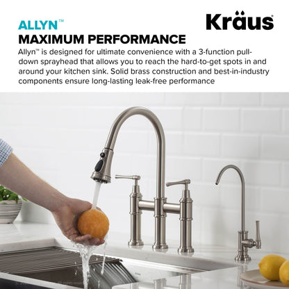 KRAUS Allyn Bridge Faucet with Pull-Down Sprayhead in Spot Free Stainless Steel