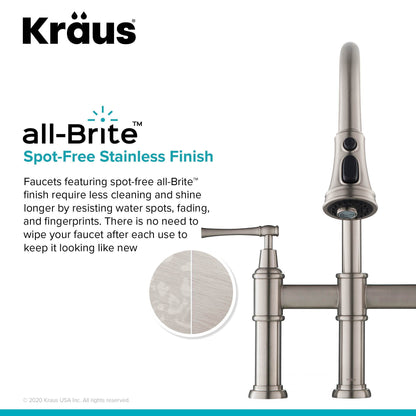 KRAUS Allyn Bridge Faucet with Pull-Down Sprayhead in Spot Free Stainless Steel