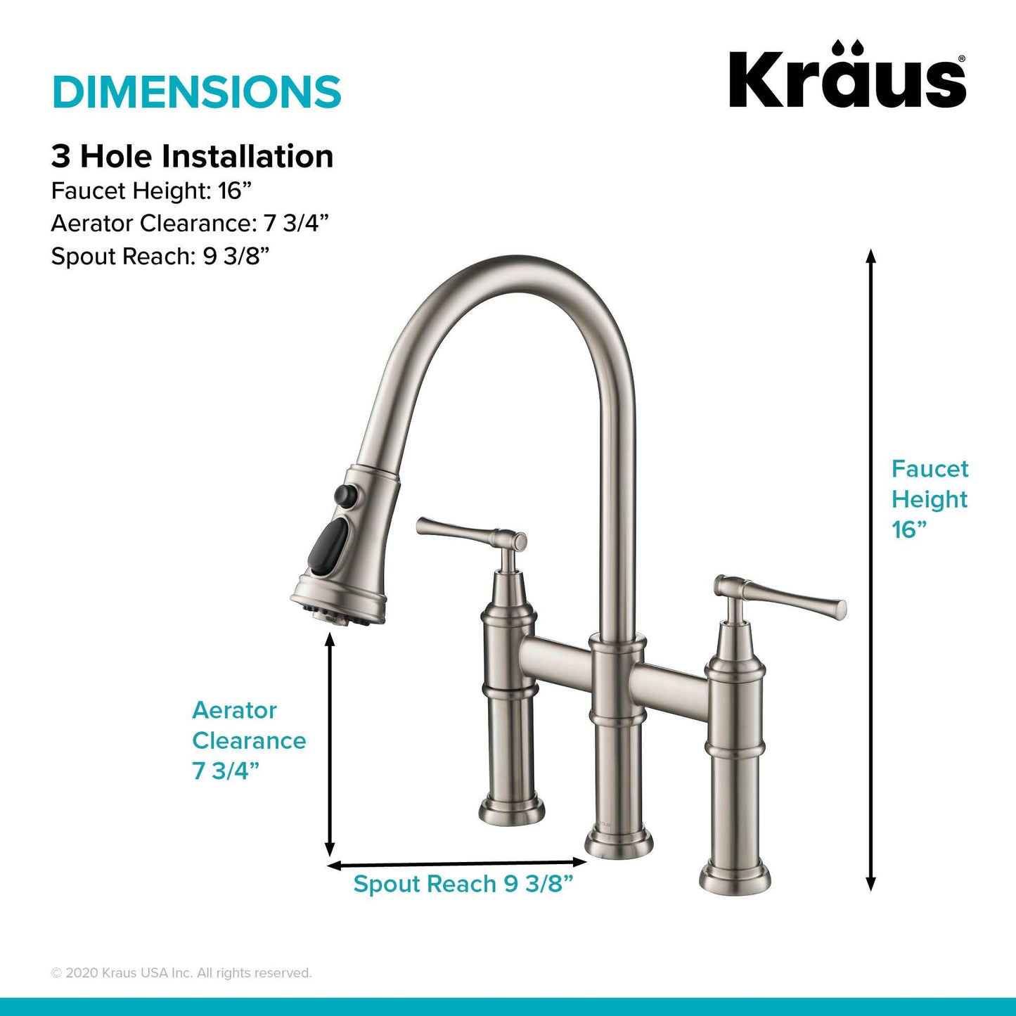 KRAUS Allyn Bridge Faucet with Pull-Down Sprayhead in Spot Free Stainless Steel
