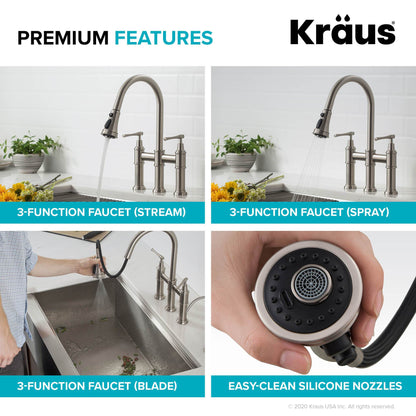 KRAUS Allyn Bridge Faucet with Pull-Down Sprayhead in Spot Free Stainless Steel