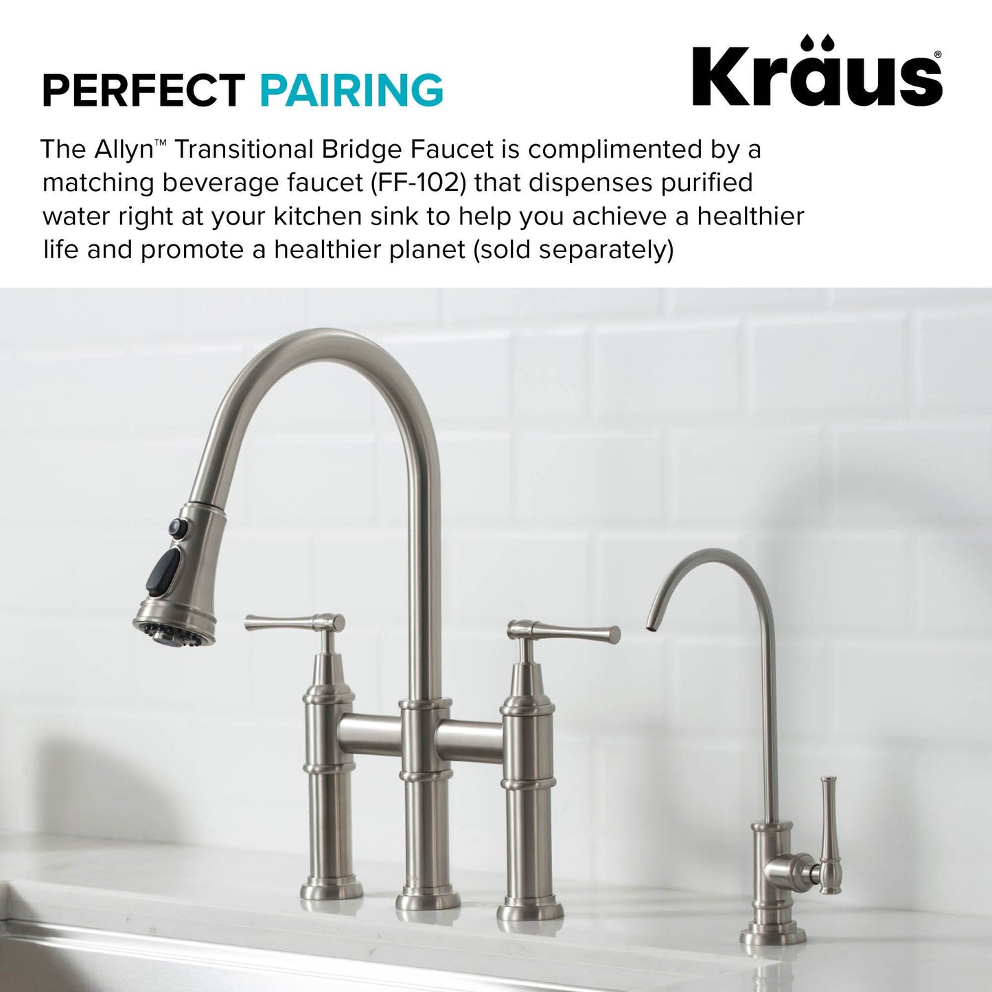 KRAUS Allyn Bridge Faucet with Pull-Down Sprayhead in Spot Free Stainless Steel