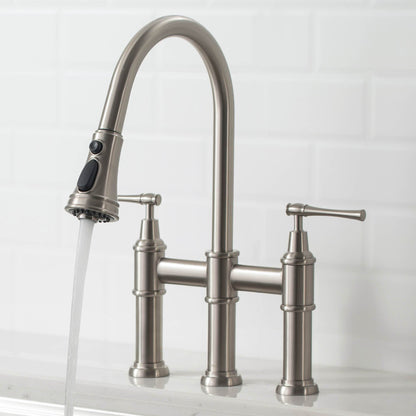 KRAUS Allyn Bridge Faucet with Pull-Down Sprayhead in Spot Free Stainless Steel